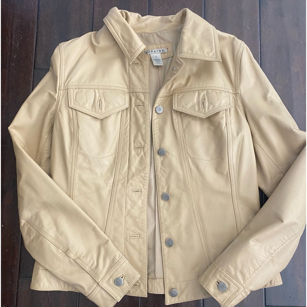 Vintage 90s Camel Leather Jacket M